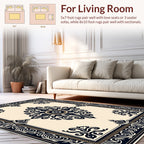 Classic Black Cream Medallion Border Rug