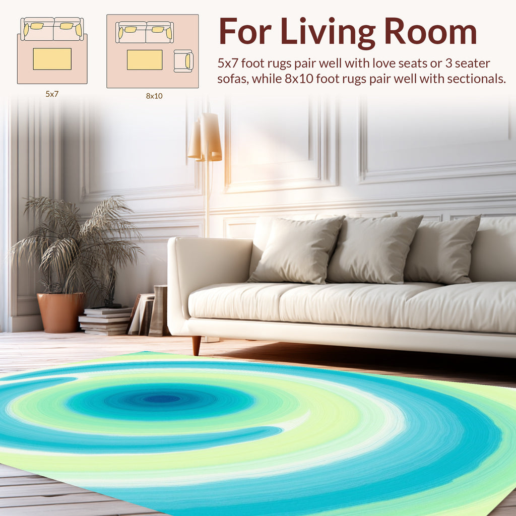 Abstract Swirls Bright Geometric Design Rug