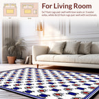 Classic Red Blue Geometric Tile Pattern Rug