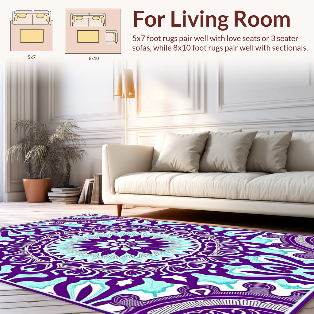 Intricate Mandala Patterned Violet Rug