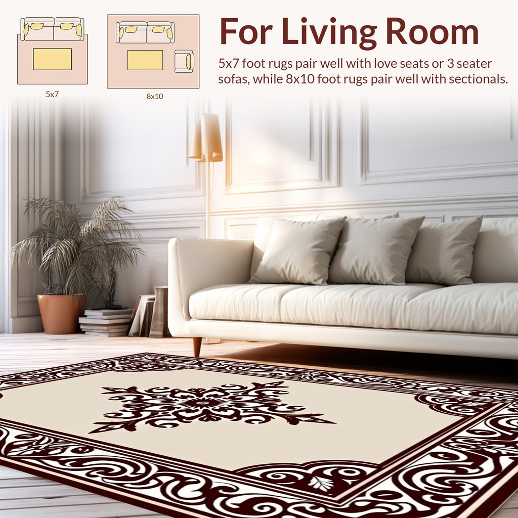 Classic Scroll Floral Medallion Design Rug