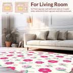 Pink White Floral Pattern Rug