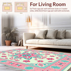 Floral Mandala with Geometric Border Rug