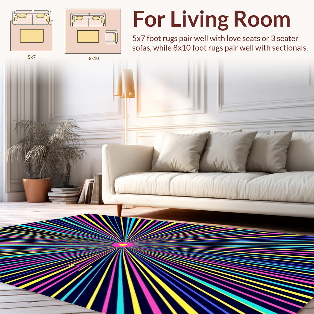 Retro Sunburst Neon Psychedelic Rug