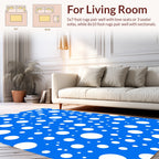 Random White Circles Blue Pattern Rug