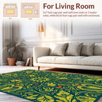 Floral Swirls Yellow Teal Rug