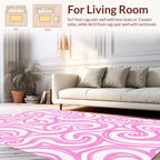 Pink Swirl Patterned Flowing Design Rug
