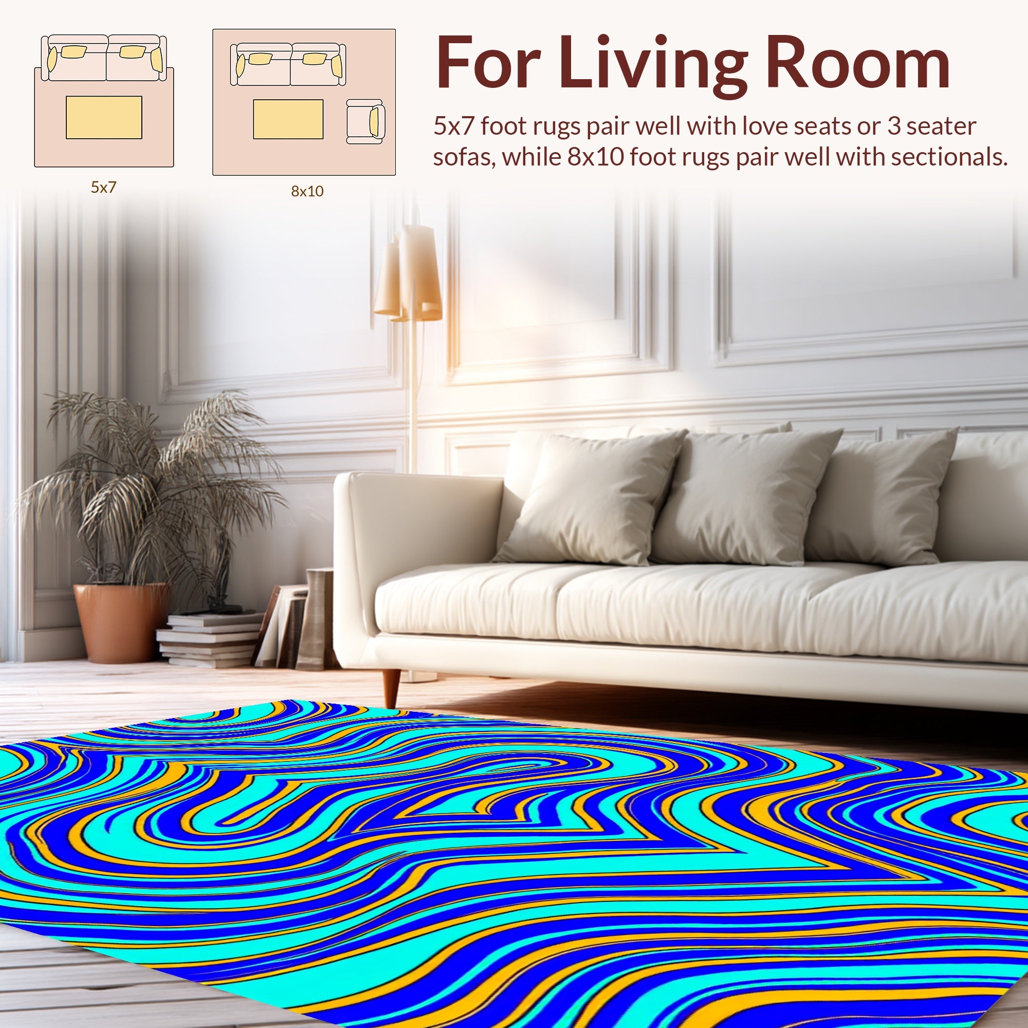 Blue Yellow Aqua Flow Rug