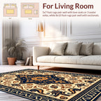 Ornate Navy Gold Floral Pattern Rug
