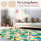 Tidal Blue Abstract Floral Pattern Rug