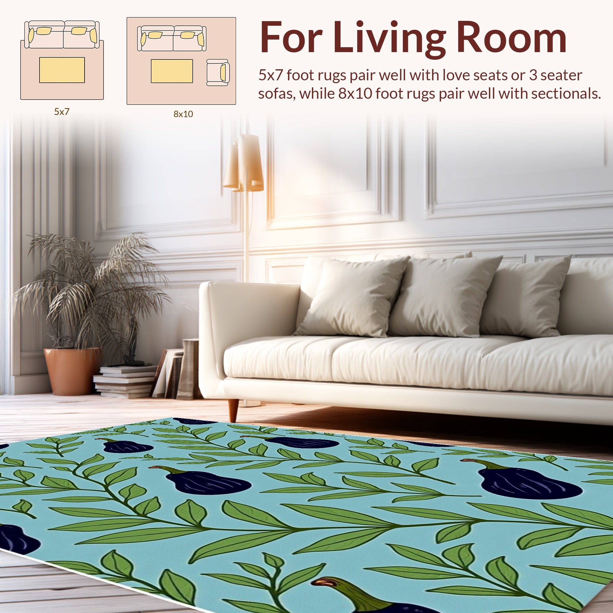 Purple Eggplant Vine Pattern Rug