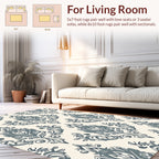 Damask Inspired Floral Scroll Pattern Rug