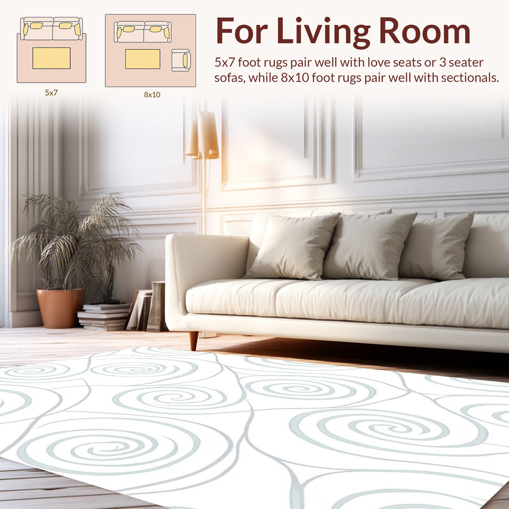 Soft Blue Swirl Pattern Rug