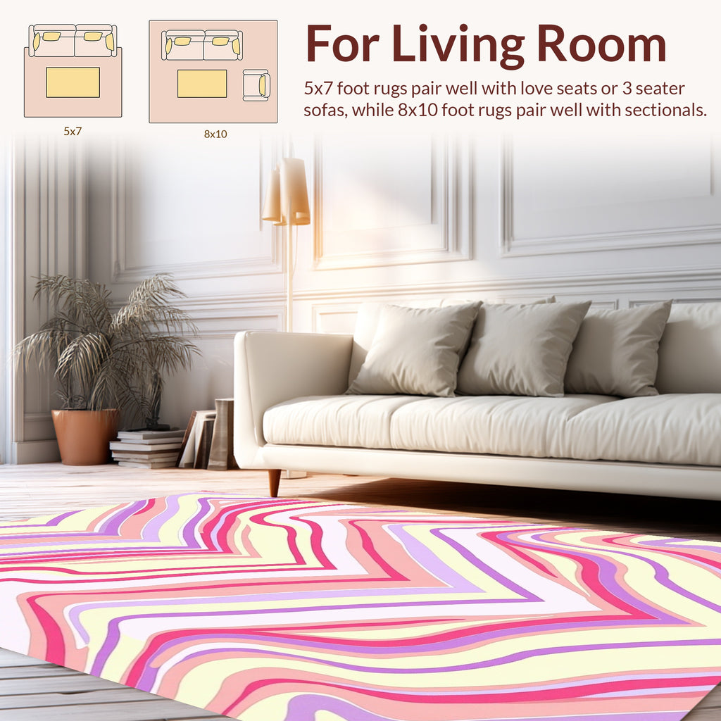 Pastel Wavy Chevron Pattern Rug