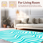 Turquoise Wave Pattern Textile Design Rug