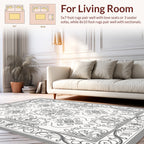 Ornate Floral Gray Border Design Rug