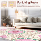 Pink Floral Vines Pattern Rug