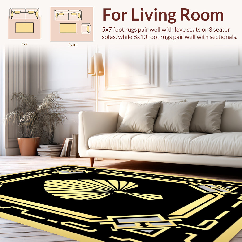 Art Deco Spade Fan Geometric Rug