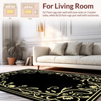 Elegant Floral Scrollwork Golden Border Rug