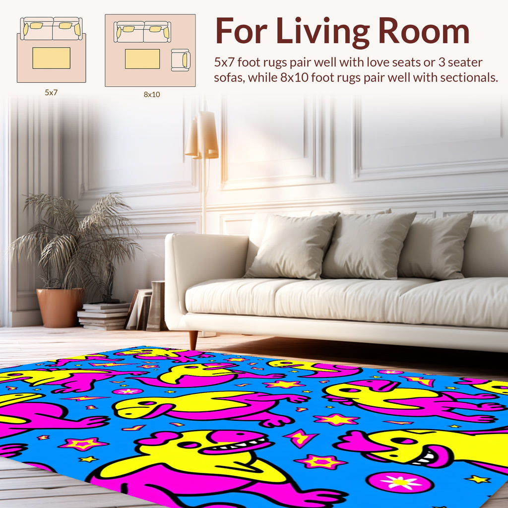 Dinosaur And Star Pattern Rug