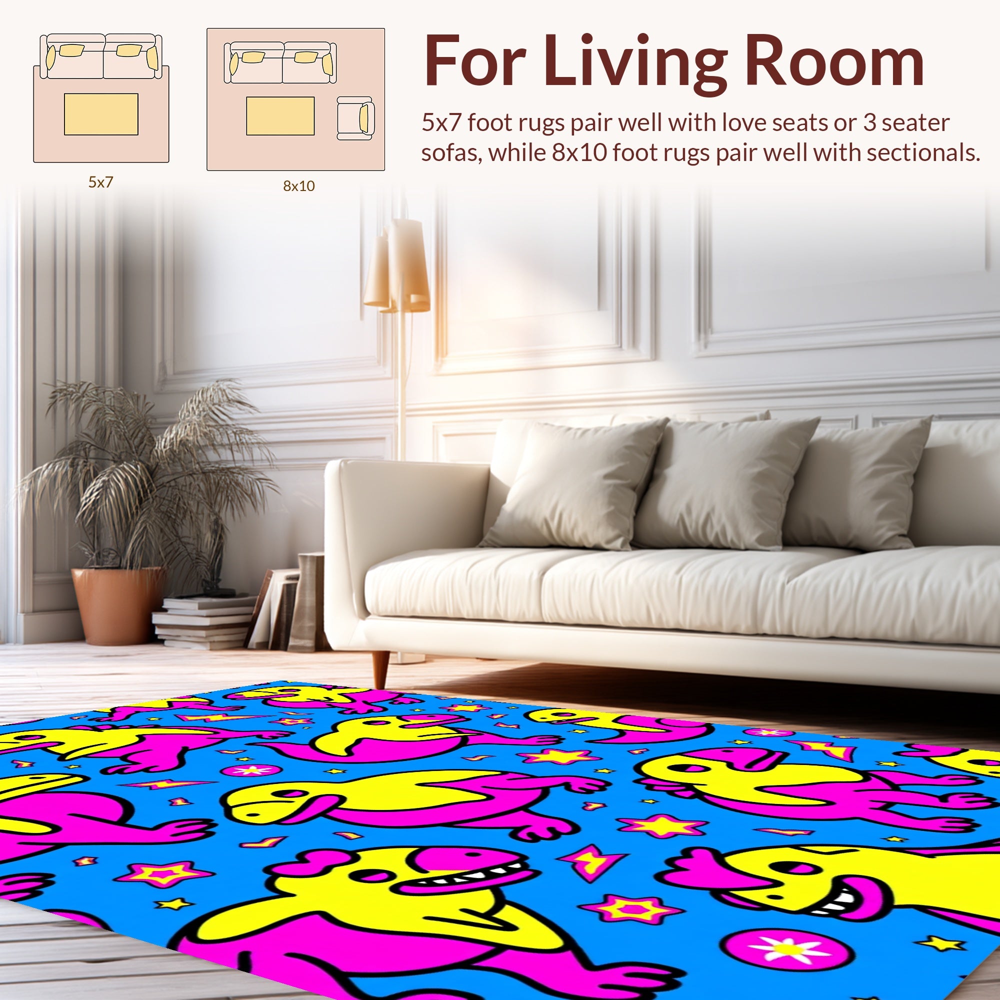 Dinosaur And Star Pattern Rug