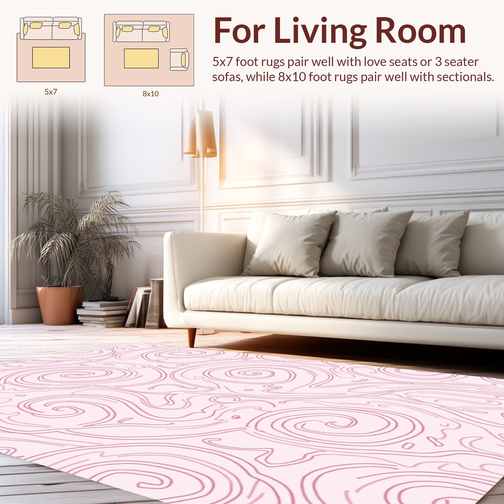 Pink Swirl Abstract Pattern Design Rug