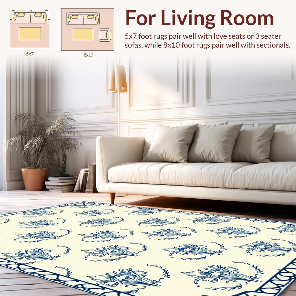 Classic Floral Pattern with Decorative Border Rug
