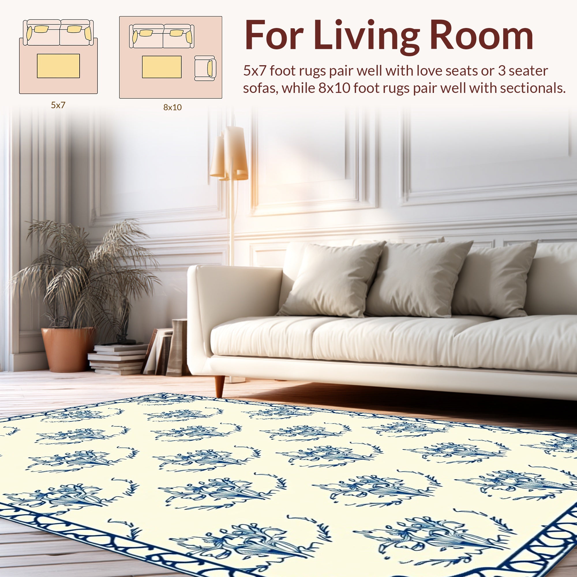 Classic Floral Pattern with Decorative Border Rug