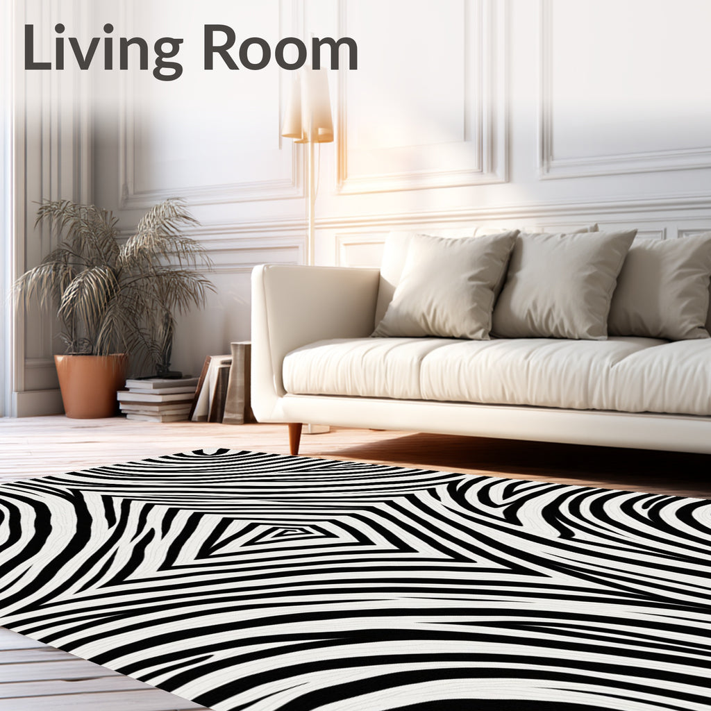 Bold Black White Zebra Stripes Rug