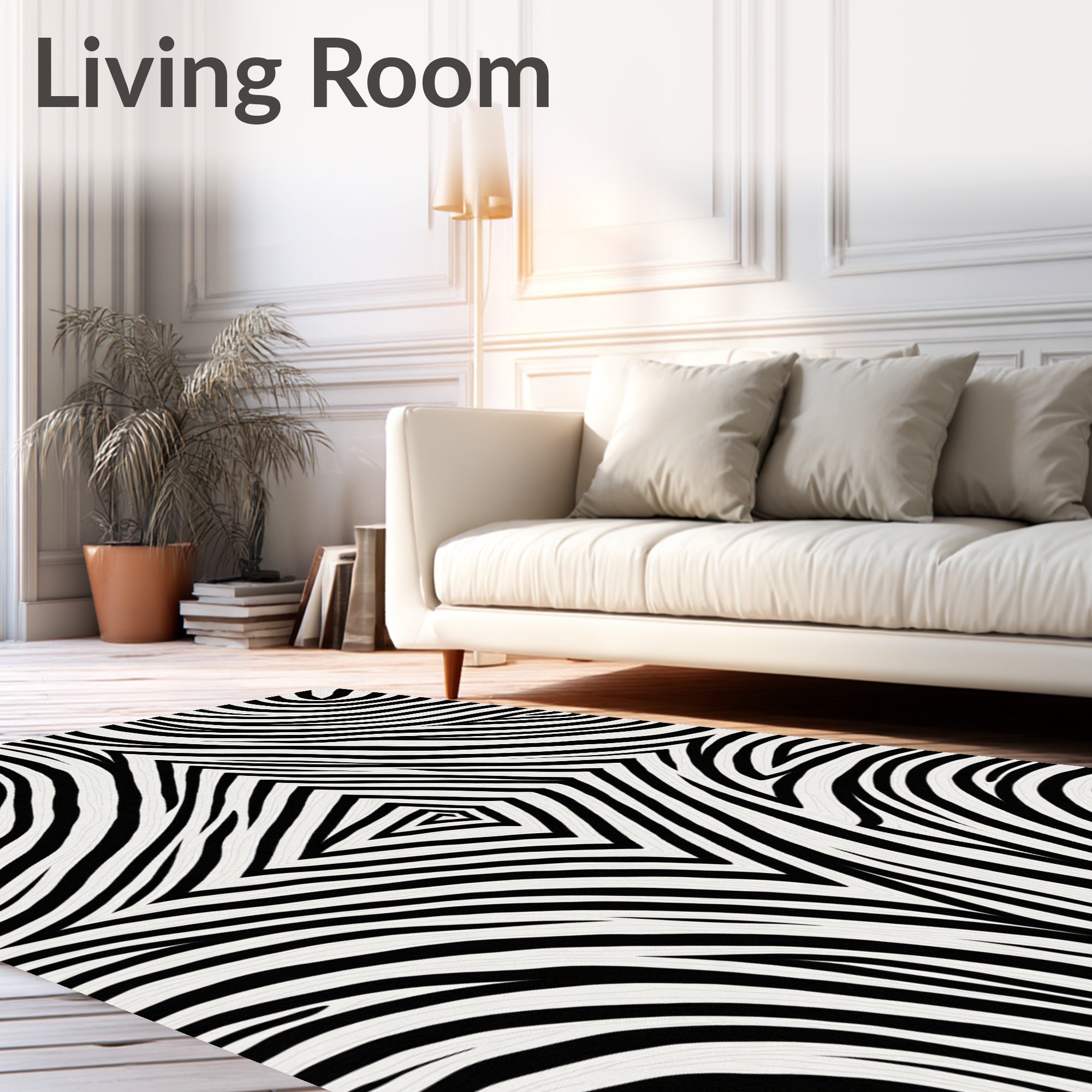 Bold Black White Zebra Stripes Rug