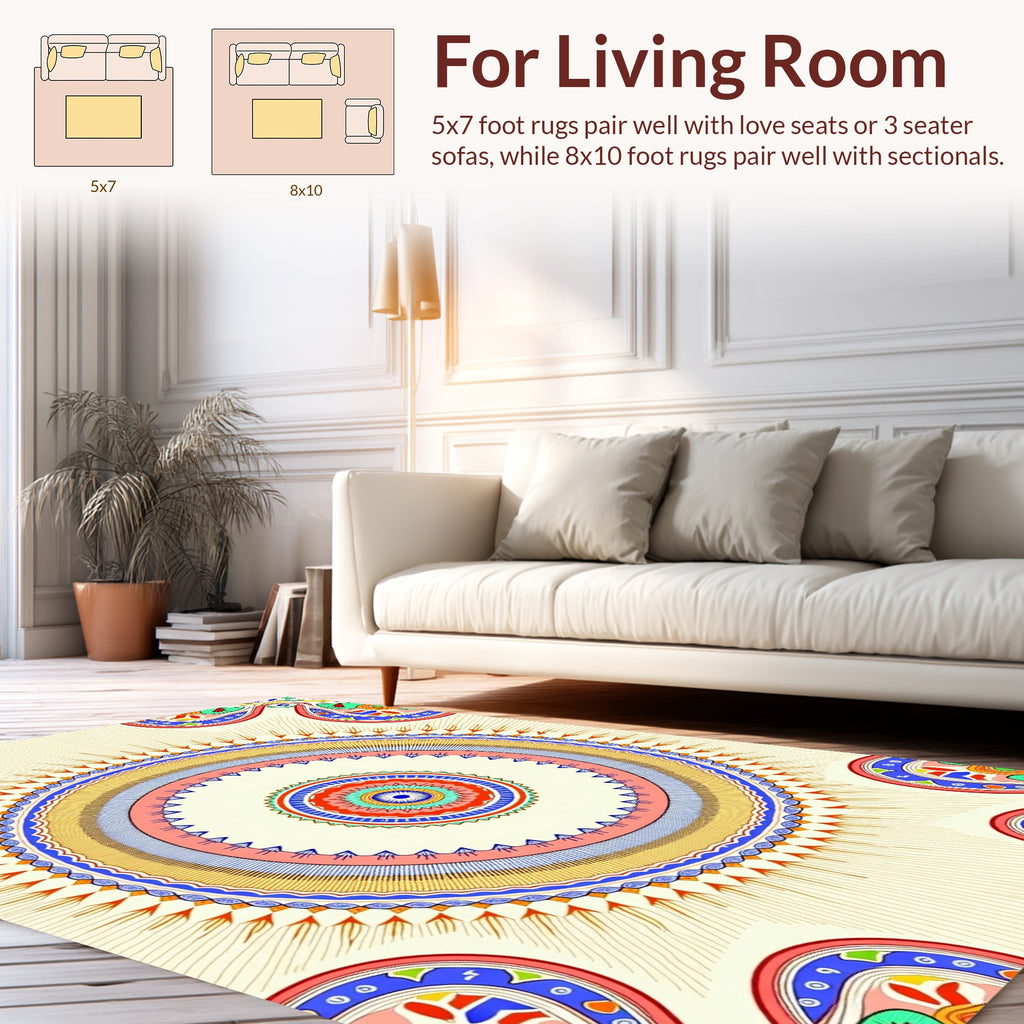 Vibrant Circular Sunburst Pattern Rug