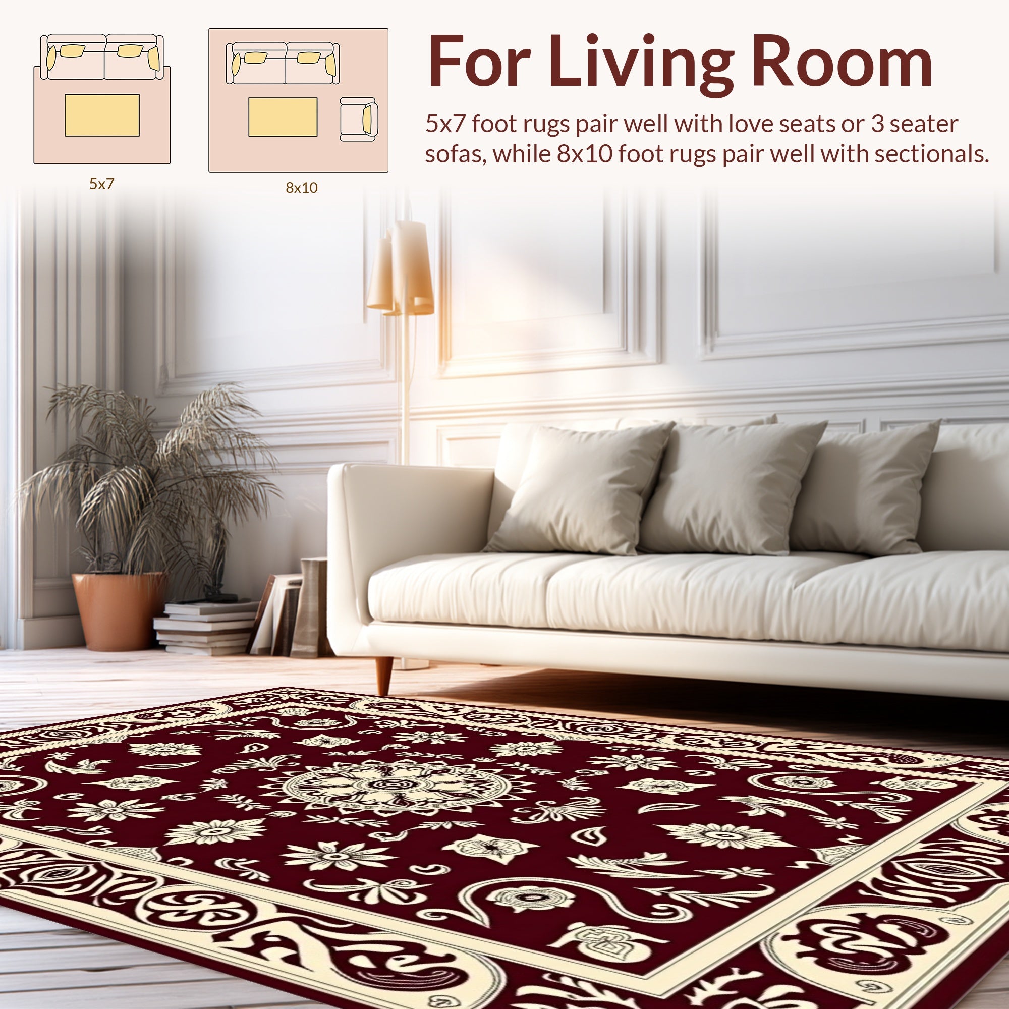 Ornate Floral Scrollwork Patterned Rug