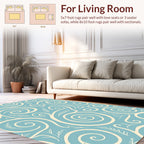 Coastal Swirls And Leaf Pattern Rug