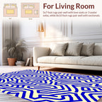 Abstract Blue Maze Pattern Rug