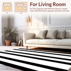 Bold Black White Stripe Design Rug