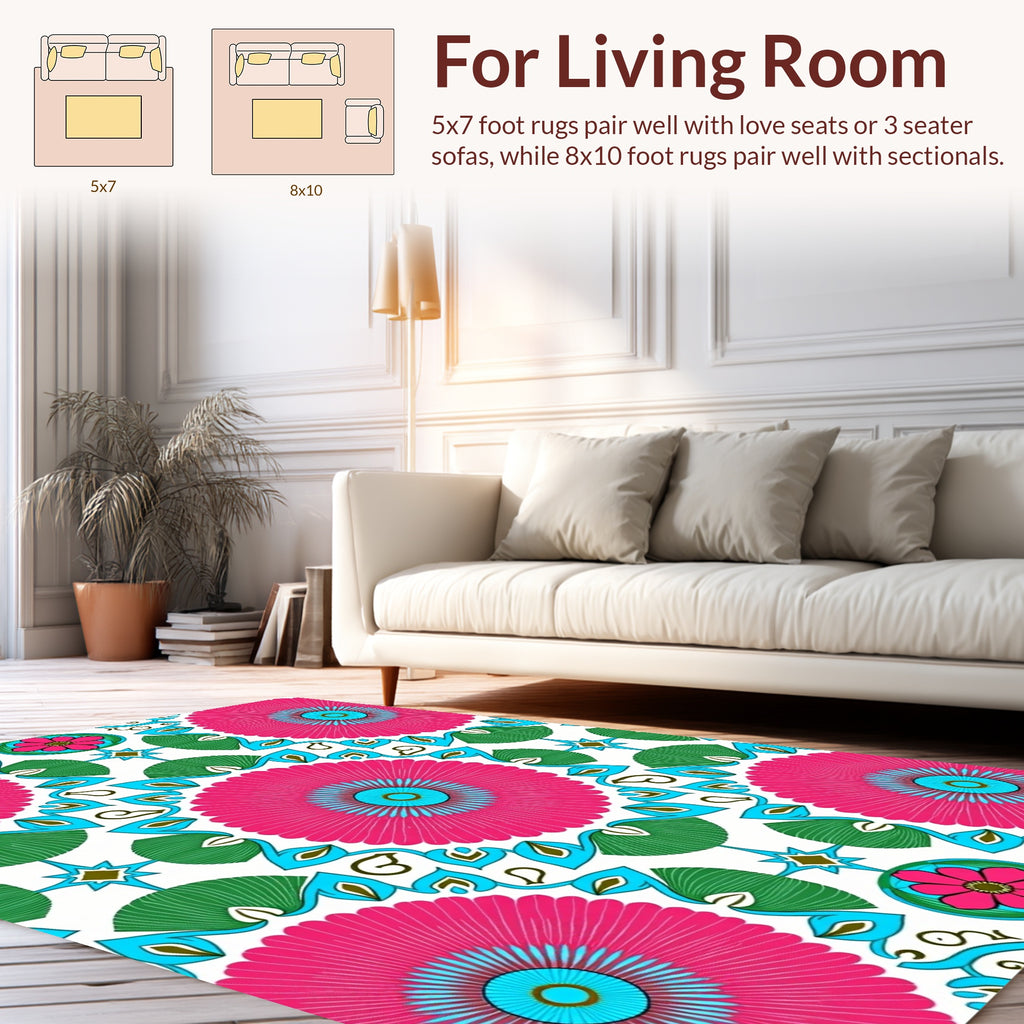 Bright Floral Mandala Pattern Rug