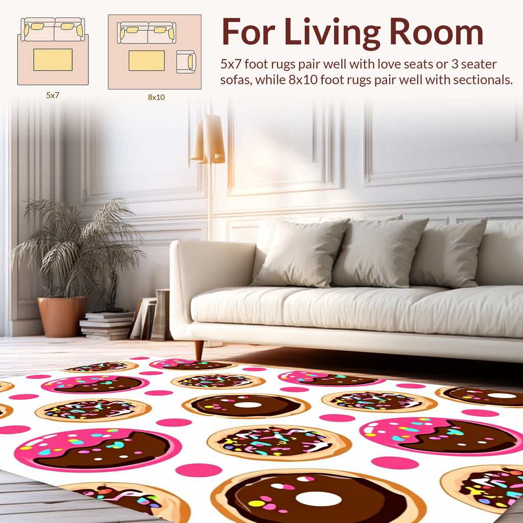 Cute Donut Pattern With Pink Dots Rug