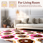 Cute Donut Pattern With Pink Dots Rug