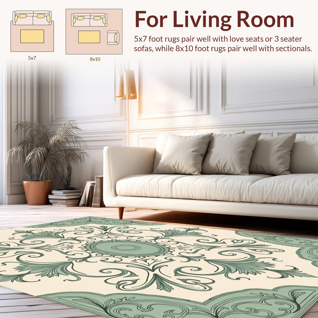 Vintage Floral Scrollwork Pattern Design Rug