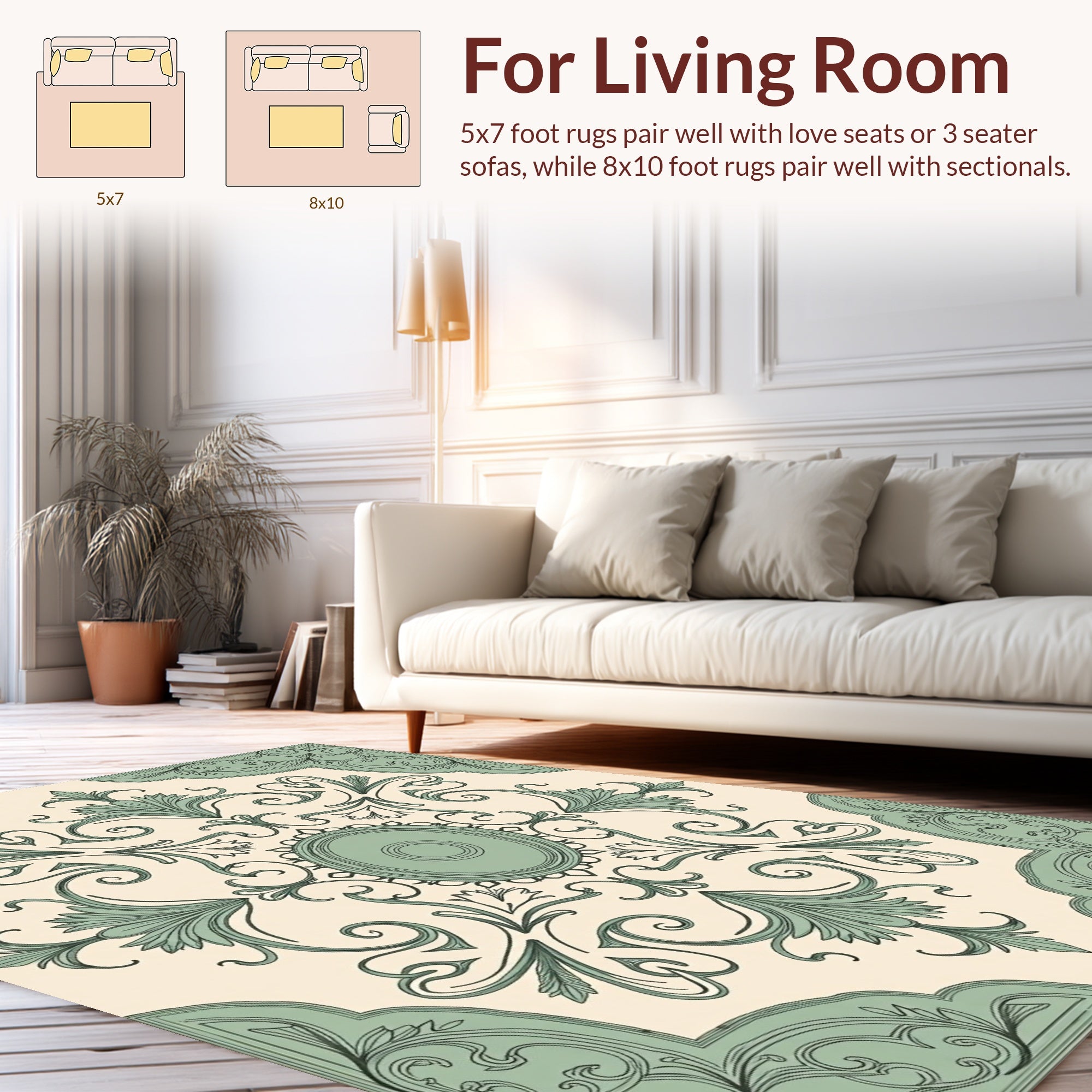 Vintage Floral Scrollwork Pattern Design Rug