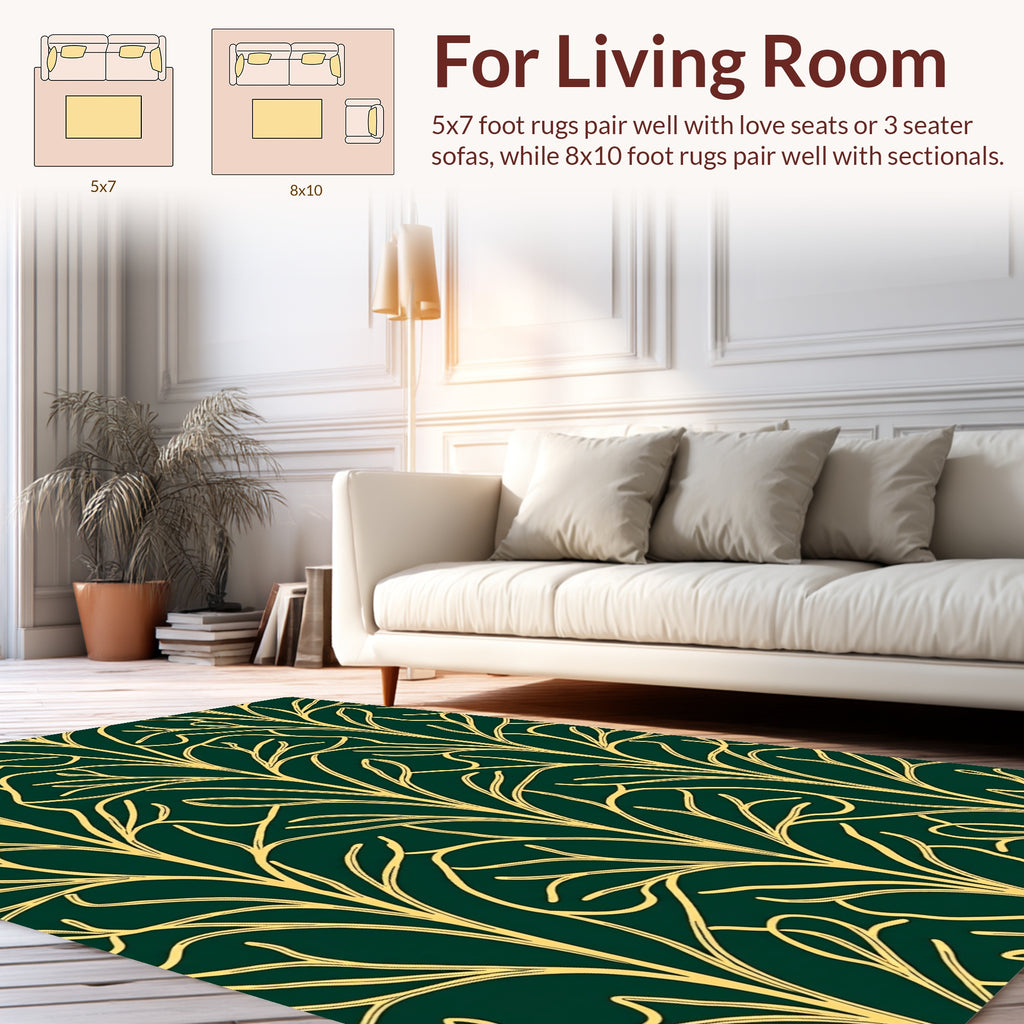 Art Nouveau Green gold Floral Pattern Rug