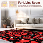 Bold Red Floral Medallion Art Rug