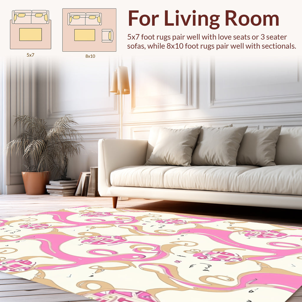 Pink Abstract Swirls Pattern Rug