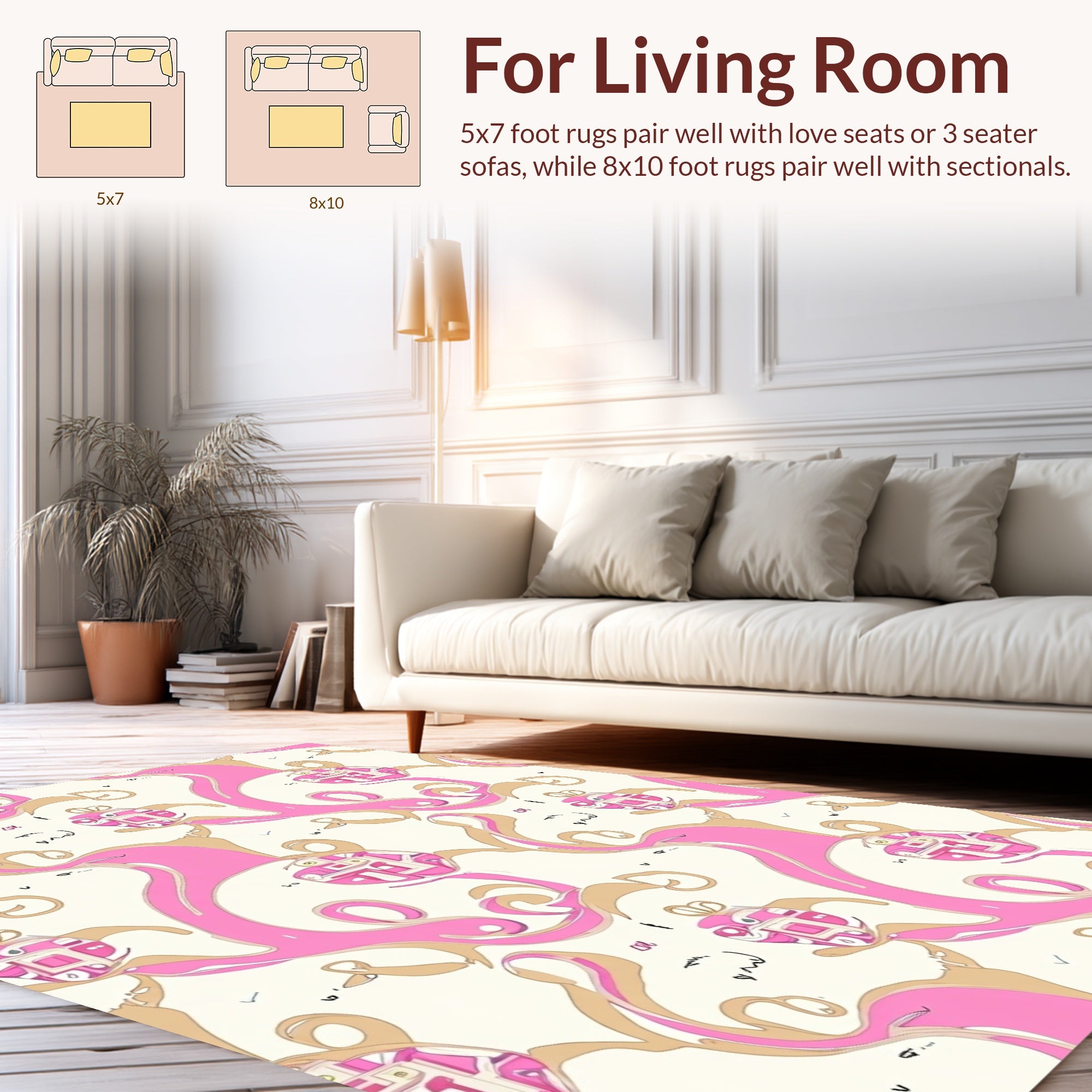 Pink Abstract Swirls Pattern Rug