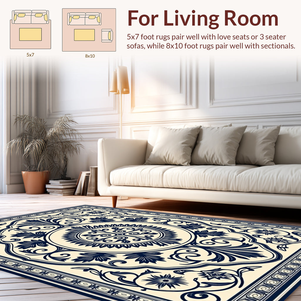 Traditional Floral Mandala Pattern Rug