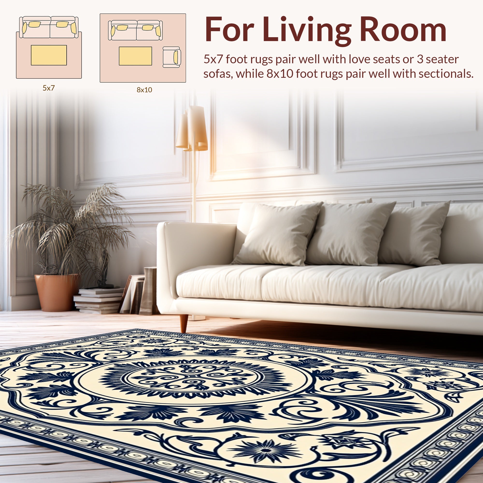 Traditional Floral Mandala Pattern Rug