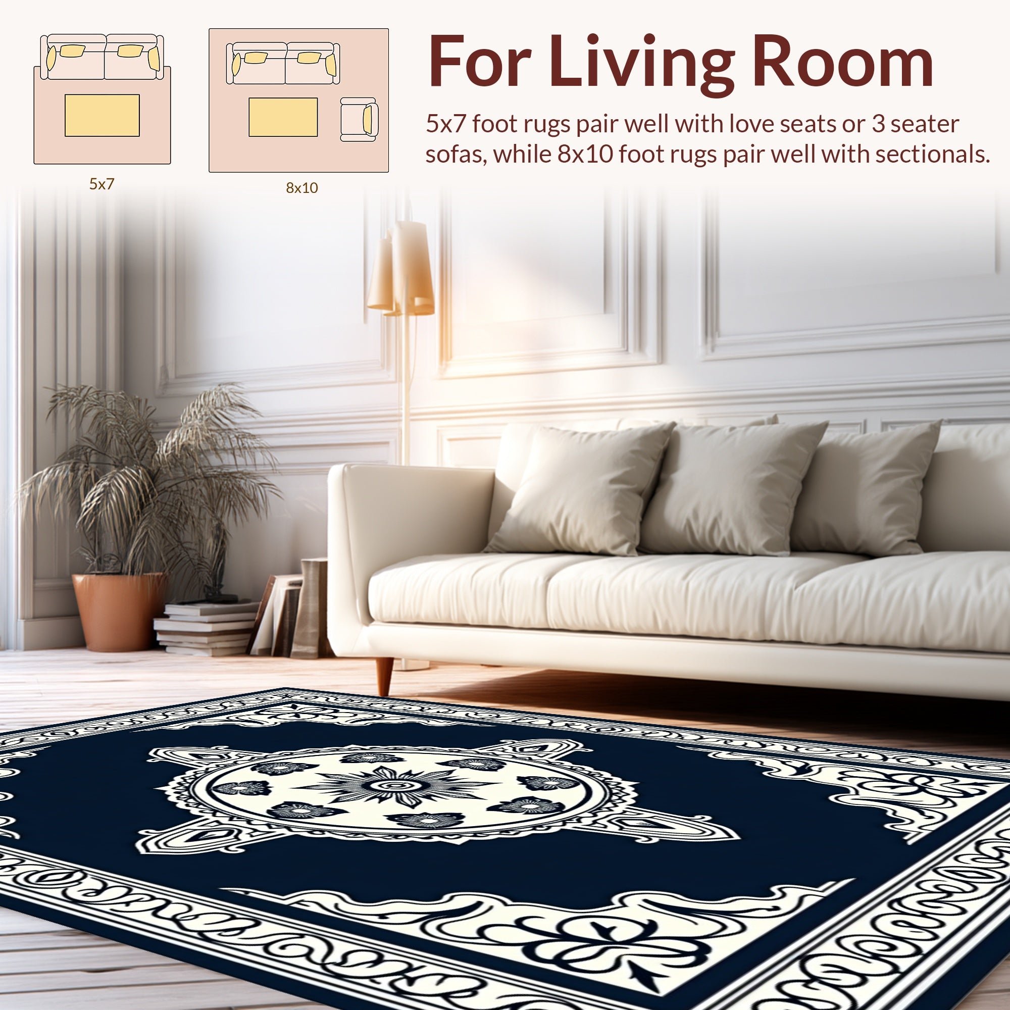 Classic Floral Medallion Square Design Rug