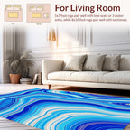 Blue Fluid Marble Swirl Rug