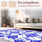 Symmetrical Blue Linear Geometric Style Rug