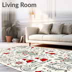 Whimsical Red Cardinal Snowman Skating Festive Rug